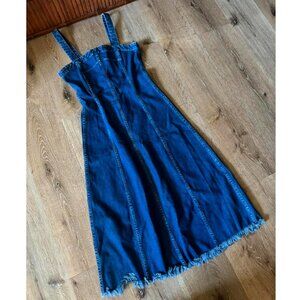 Madewell Raw-Hemmed Denim Seamed A-Line Midi Blue‎ Dress Size 2 xsmall small